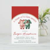 Een vrolijk klein Baby shower, rood & groen douche Kaart (Staand voorkant)