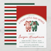 Een vrolijk klein Baby shower, rood & groen douche Kaart (Voorkant / Achterkant)