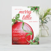 Een vrolijk klein Baby shower rood groene boog Kaart (Staand voorkant)