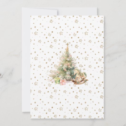 Een vrolijk klein baby shower roze gouden kerst kaart (Achterkant)