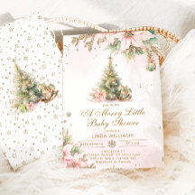 Een vrolijk klein baby shower roze gouden kerst