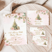 Een vrolijk klein baby shower roze gouden kerst kaart