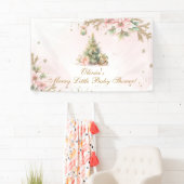 Een vrolijk Klein baby shower roze Gouden Kerst Spandoek (Insitu)