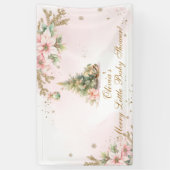 Een vrolijk Klein baby shower roze Gouden Kerst Spandoek (Verticaal)