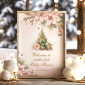 Een vrolijk klein Baby shower roze kerst Welkom Poster