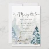 Een vrolijk klein baby shower winterbos kaart (Voorkant)