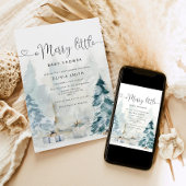 Een vrolijk klein baby shower winterbos kaart