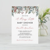 Een vrolijk klein Baby shower winteruitnodiging Kaart (Staand voorkant)