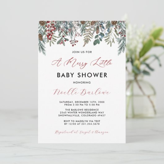 Een vrolijk klein Baby shower winteruitnodiging Kaart (Staand voorkant)