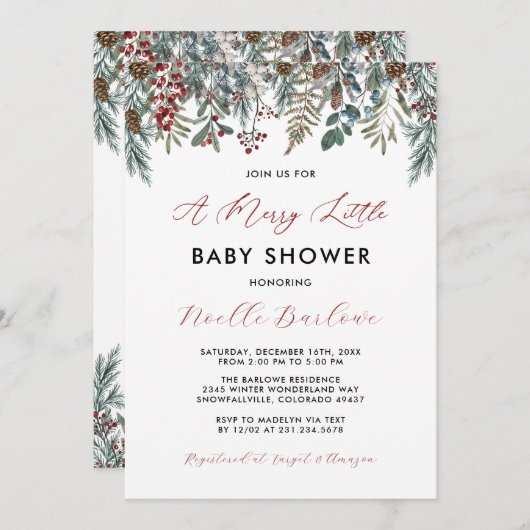 Een vrolijk klein Baby shower winteruitnodiging Kaart (Voorkant / Achterkant)