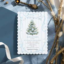 Een vrolijk klein blauw Kerst babyfeestje