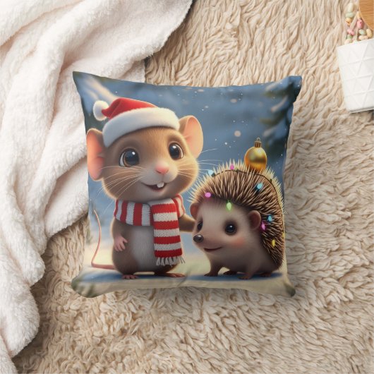 Een vrolijk klein bos kerstkussen kussen (Deken)