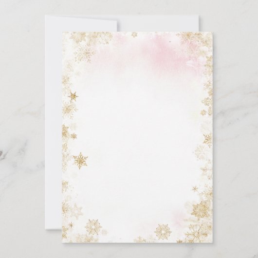 Een vrolijk klein gouden kerst roze Baby shower Kaart (Achterkant)