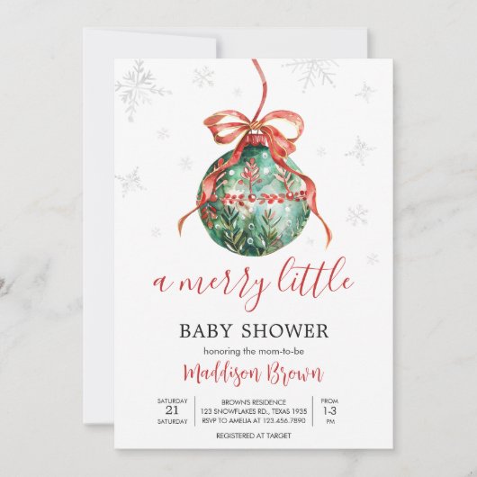 Een vrolijk klein kerst Baby shower Kaart (Voorkant)