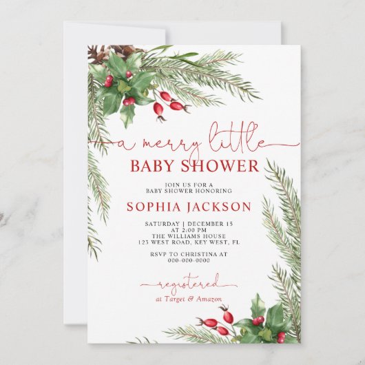 Een vrolijk klein kerst Baby shower Kaart (Voorkant)