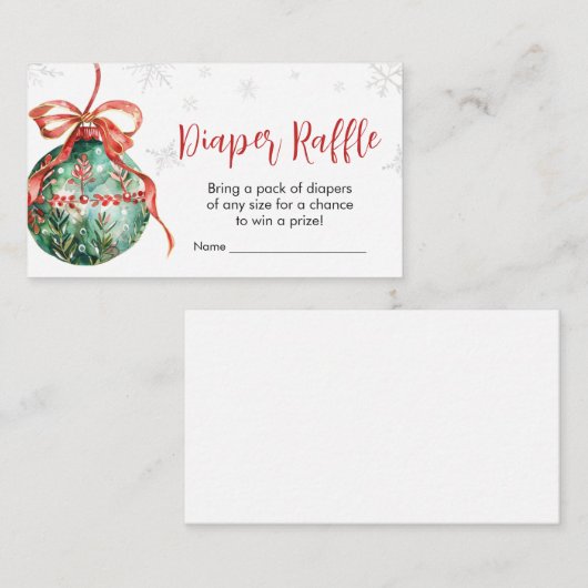 Een vrolijk klein kerst Baby shower luier Raffle Informatiekaartje (Voorkant / Achterkant)