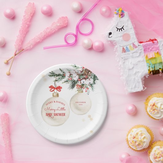 Een vrolijk klein kerst Baby shower Papieren Bordje (Feest)