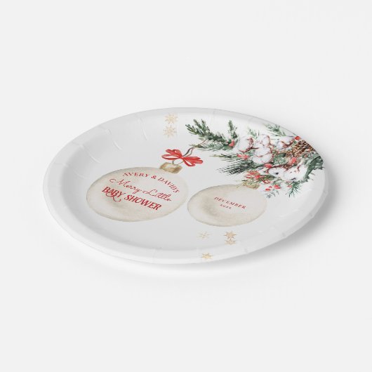 Een vrolijk klein kerst Baby shower Papieren Bordje (Gekanteld)