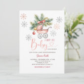 Een vrolijk klein kerst sneeuwvlokken Baby shower Kaart (Staand voorkant)