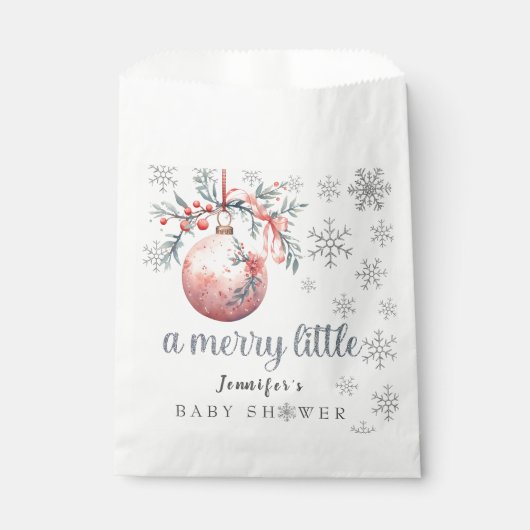 Een vrolijk klein kerstbal winterse Baby shower Bedankzakje (Voorkant)