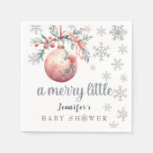 Een vrolijk klein kerstbal winterse Baby shower Servet (Voorkant)