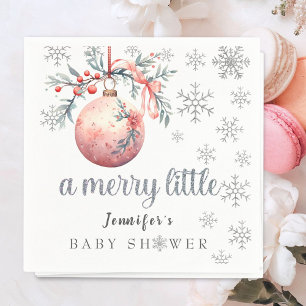 Een vrolijk klein kerstbal winterse Baby shower Servet