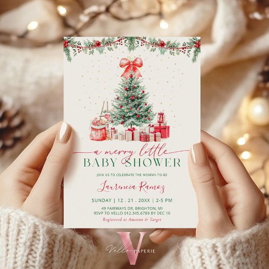 Een vrolijk klein Kerstboom-babyshower met de fees Kaart