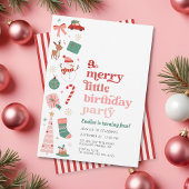 Een vrolijk klein kerstfeest meisje roze kaart