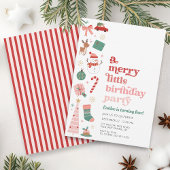 Een vrolijk klein kerstfeest meisje roze kaart