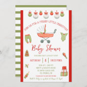 Een vrolijk klein kerstfeest, rood & groen, Baby s Kaart (Voorkant / Achterkant)