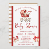 Een vrolijk klein kerstfeest, rood & ivoor, Baby s Kaart (Voorkant / Achterkant)