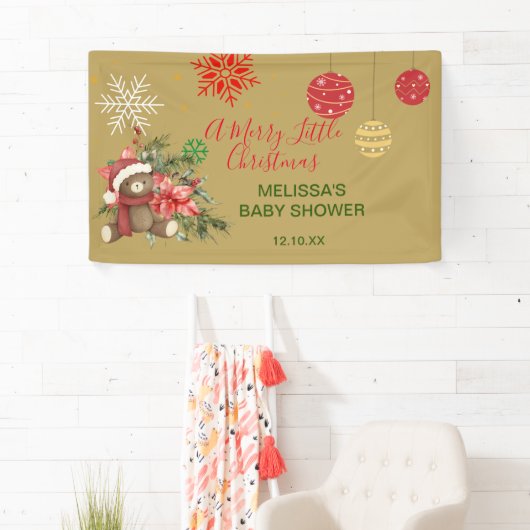 Een vrolijk klein kerstfeest welkom baby shower spandoek (Insitu)