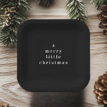 Een vrolijk klein kerstfeest zwart en wit papieren bordje<br><div class="desc">"Voeg een vleugje moderne elegantie toe aan uw vakantiebijeenkomsten met dit Bord van A Merry Little Christmas Black en White Paper. Met een minimalistisch zwart-wit ontwerp is dit papieren bord ideaal voor het serveren van lekkernijen op uw feestelijke evenementen, van vakantiediners tot kerstfeesten. Een stijlvolle en praktische keuze voor een...</div>