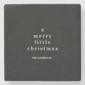 Een vrolijk klein kerstfeest zwart en wit stenen onderzetter (Voorkant)