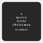 Een vrolijk klein kerstfeest zwart en wit vierkante sticker (Voorkant)
