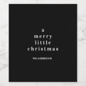 Een vrolijk klein kerstfeest zwart en wit wijn etiket (Enkel label)