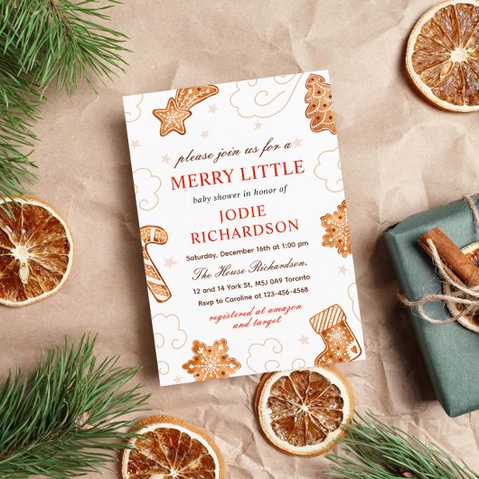 Een vrolijk klein kerstkoekje Baby shower Kaart