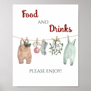 Een vrolijk klein Kerstmis Kleren Eten en Drinken Poster