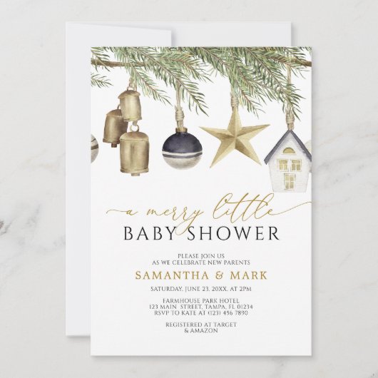 Een vrolijk klein kerstwinter Baby shower Kaart (Voorkant)