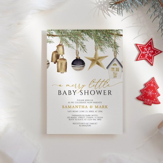 Een vrolijk klein kerstwinter Baby shower Kaart