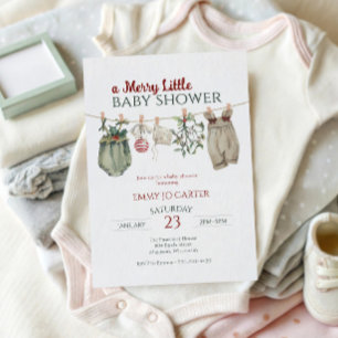 Een vrolijk klein meisje babyshower kerst kleren kaart