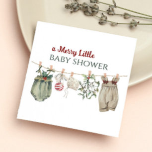 Een vrolijk klein meisje babyshower kerst kleren servet