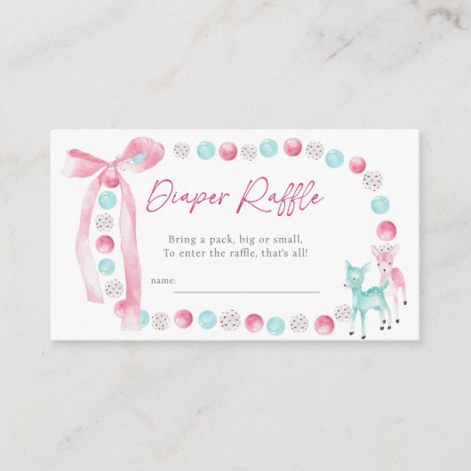 Een vrolijk klein meisje douche luier Raffle Informatiekaartje (Voorkant)