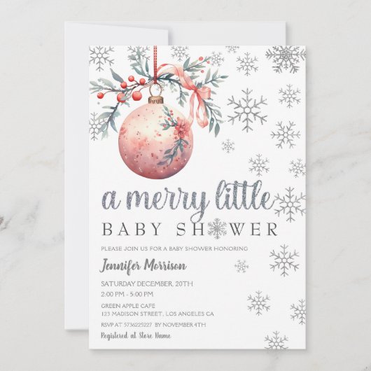 Een vrolijk klein meisje Winter Baby shower Kaart (Voorkant)