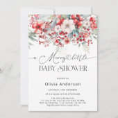 Een vrolijk klein winterse bloemenBaby shower Kaart (Voorkant)