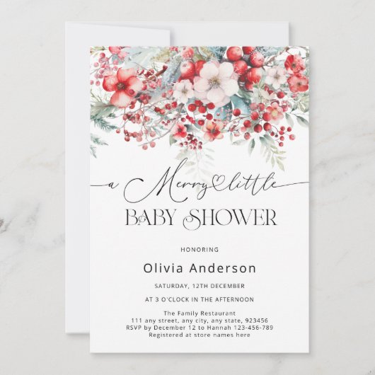 Een vrolijk klein winterse bloemenBaby shower Kaart (Voorkant)