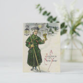 "Een vrolijk nieuwjaar" Vintage Feestdagenkaart (Staand voorkant)