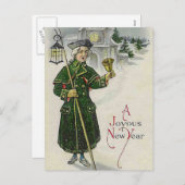 "Een vrolijk nieuwjaar" Vintage Feestdagenkaart (Voorkant / Achterkant)