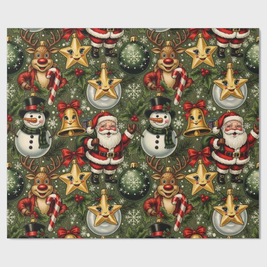 Een vrolijk Ornament feestje Cadeaupapier (Vlak)