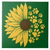 Een vrolijk Paw Print Design in zonnige gele tinte Tegeltje (Voorkant)